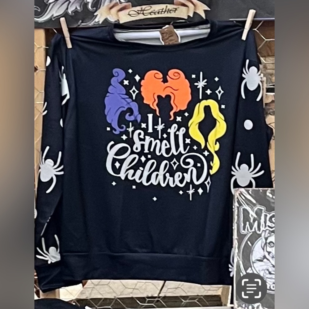 Black Halloween Sanderson sisters Sweatshirt with Colorful Graphics
